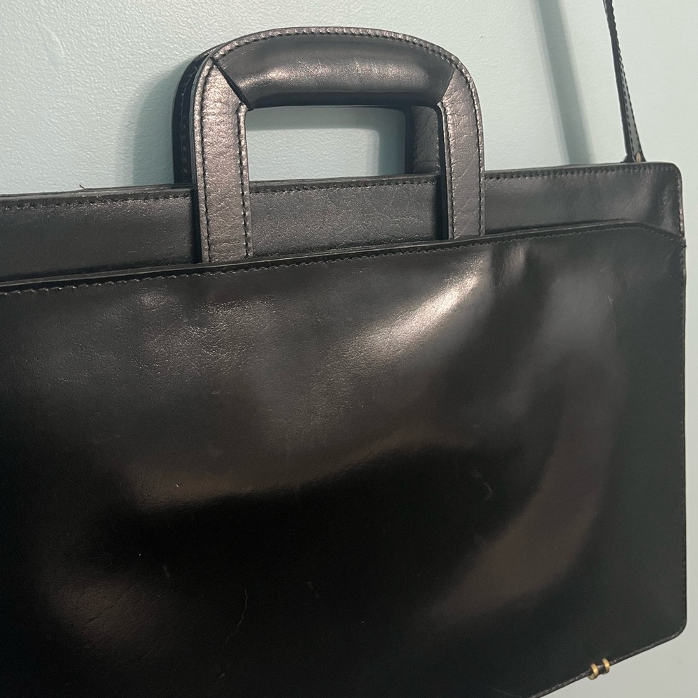 Vintage Handmade Black Patent Genuine Leather Portfolio Satchel/Briefcase - Picture 4 of 12